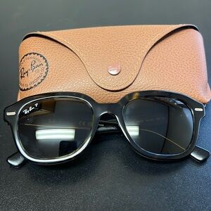 Ray Ban, dark tortoise shell style that are polarized.